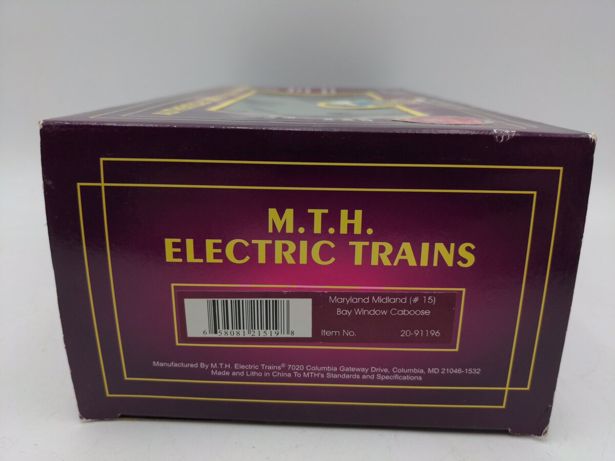MTH 20-91196 O Maryland Midland Bay Window Caboose #15 LN/Box