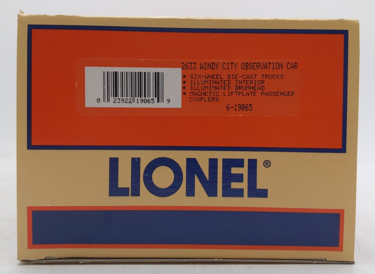 Lionel 6-19065 O Gauge Wabash Railway Windy City Observation Car #2633 EX/Box