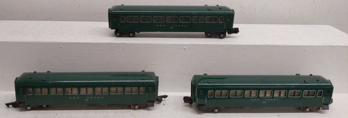 American Flyer 650 Vintage S New Haven Green Pullman Passenger Cars (3) VG