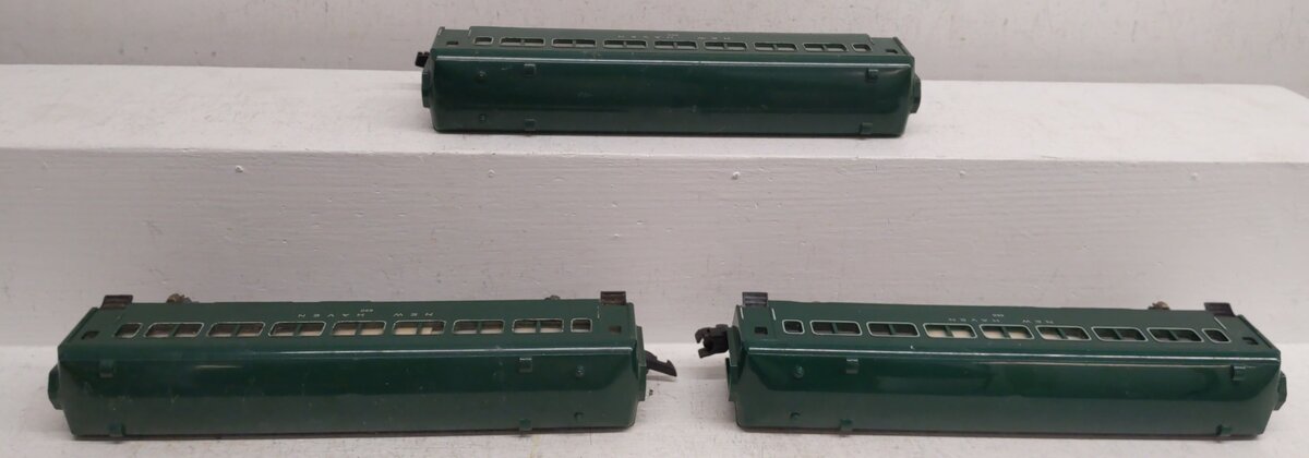 American Flyer 650 Vintage S New Haven Green Pullman Passenger Cars (3) VG