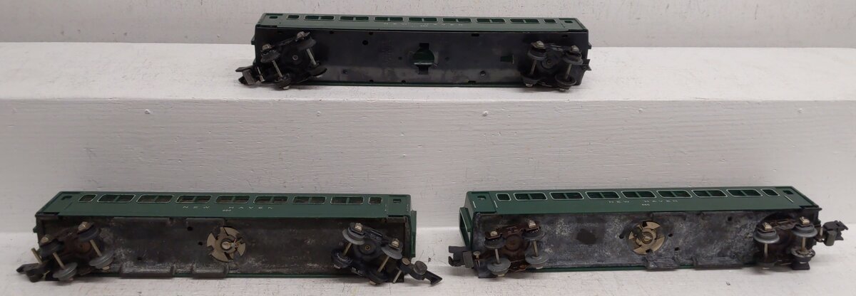 American Flyer 650 Vintage S New Haven Green Pullman Passenger Cars (3) VG