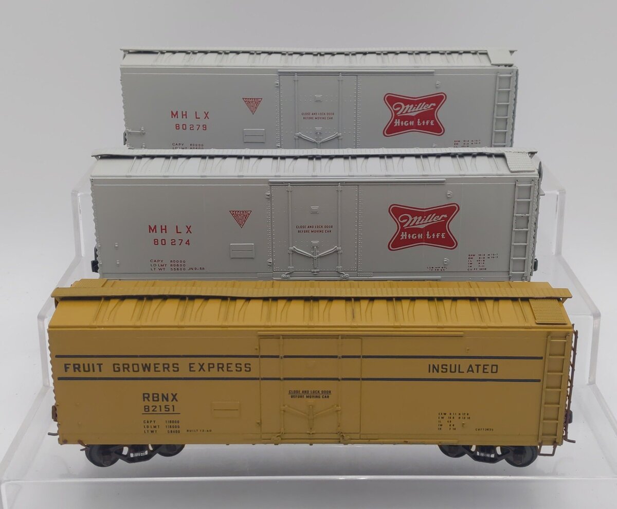 American Models S Scale Refrigerator Cars: 82151,80274, 80279 [3] EX