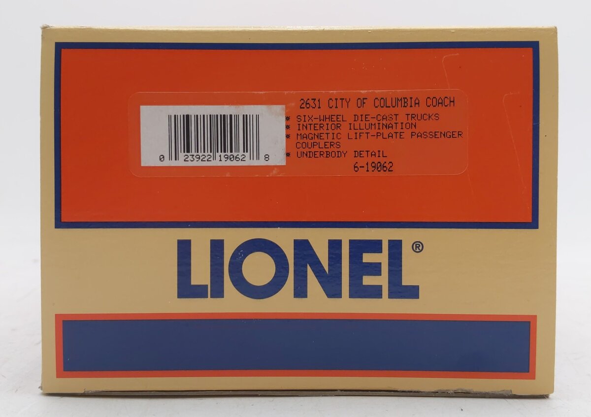 Lionel 6-19062 O Gauge Wabash Railway City of Columbia Coach #2631 EX/Box