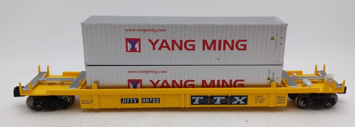 Menards 279-3688 O Gauge TTX Container Car with Two Containers #05722 EX/Box