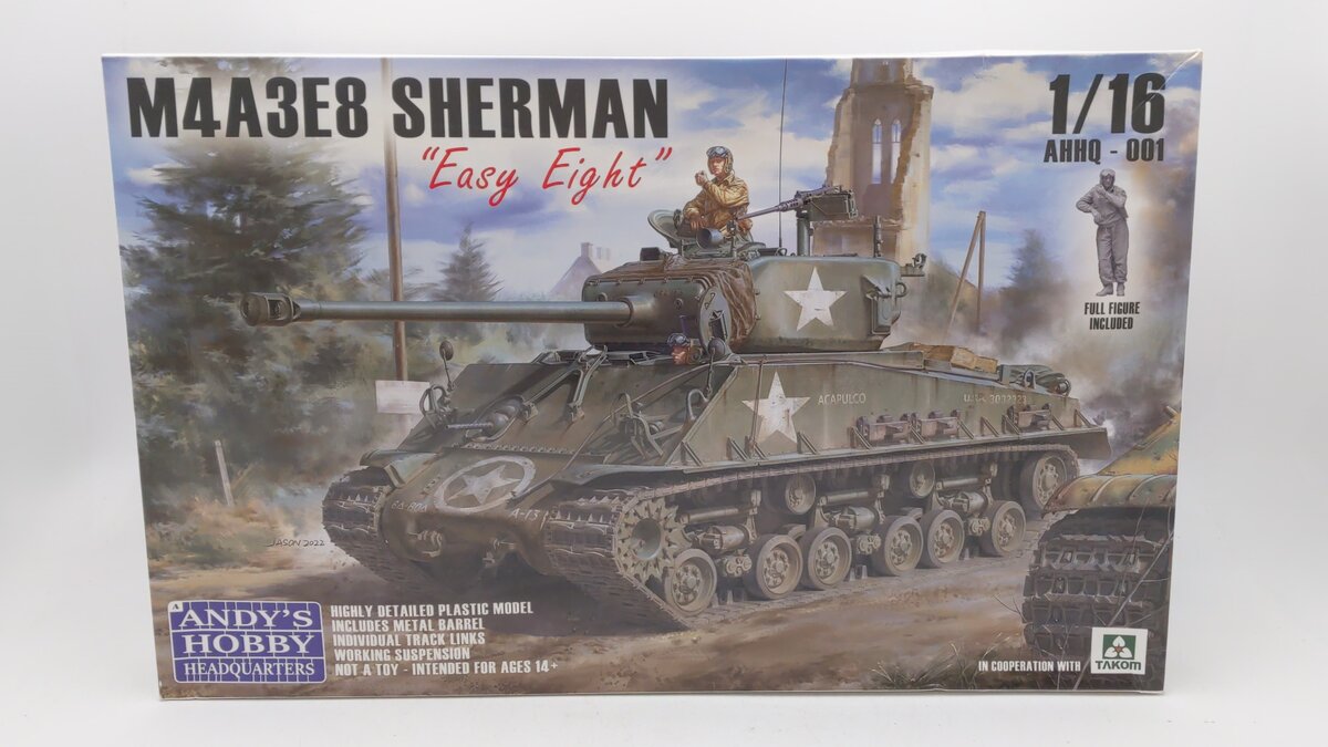 Andy's Hobby Headquarters AHHQ-001 1:16 US Army M4A3E8 Sherman Tank Model Kit EX/Box