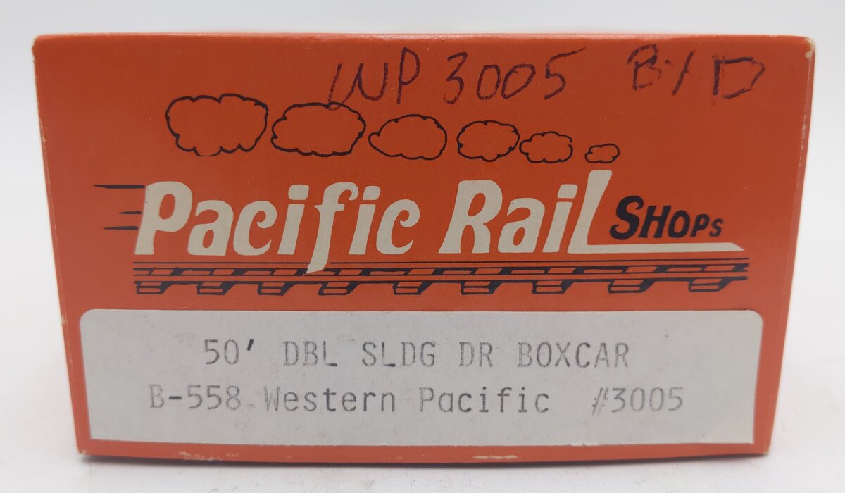 Pacific Rail B-558 S-Scale Western Pacific Double Sliding Door Boxcar Kit #3005 EX/Box