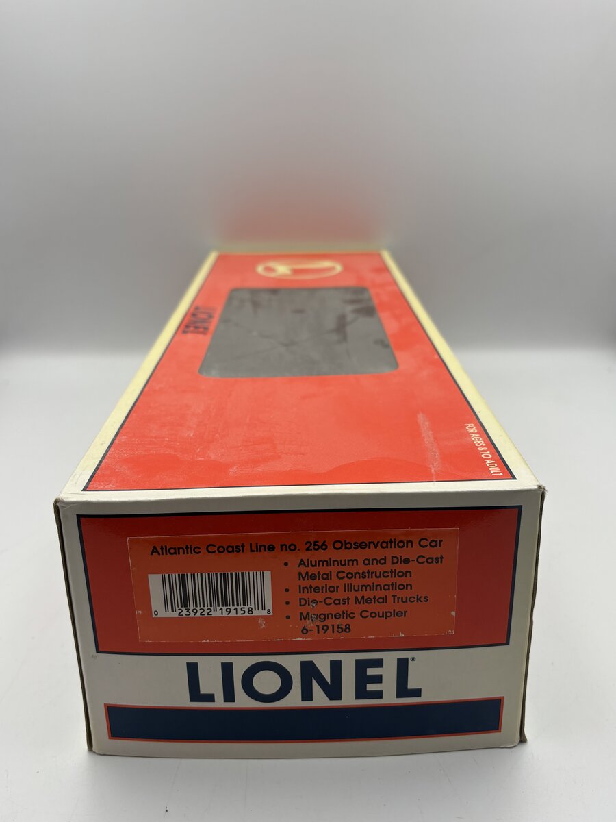 Lionel 6-19158 O Gauge Atlantic Coast Line Aluminum Observation Car #256 EX/Box
