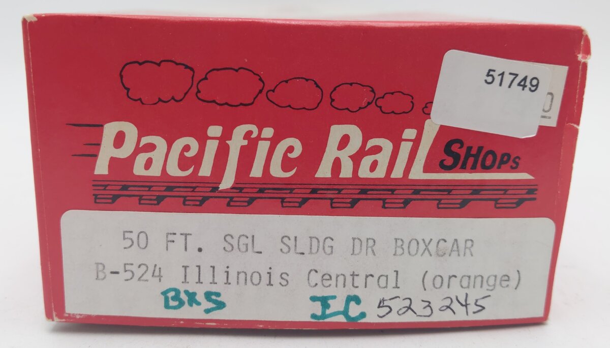 Pacific Rail B-524 S-Scale Illinois Central 50' SGL SLDG DR Boxcar Kit #523245 LN/Box