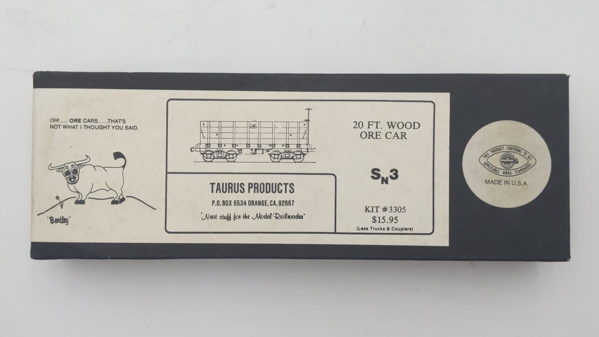 Taurus Products 3305 Sn3 20ft. Wood Ore Car Kit NIB