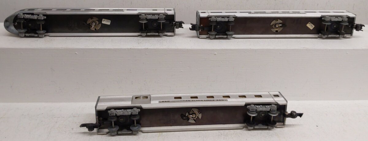 American Flyer Vintage S Aluminum Vista Dome Passenger Cars #663,662,660 [3] VG