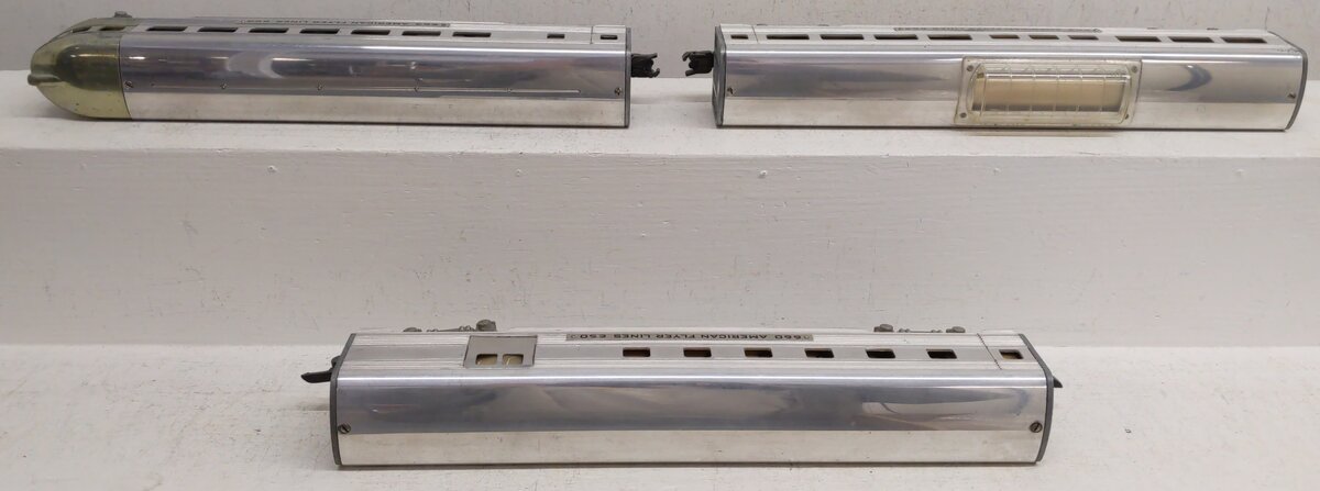 American Flyer Vintage S Aluminum Vista Dome Passenger Cars #663,662,660 [3] VG