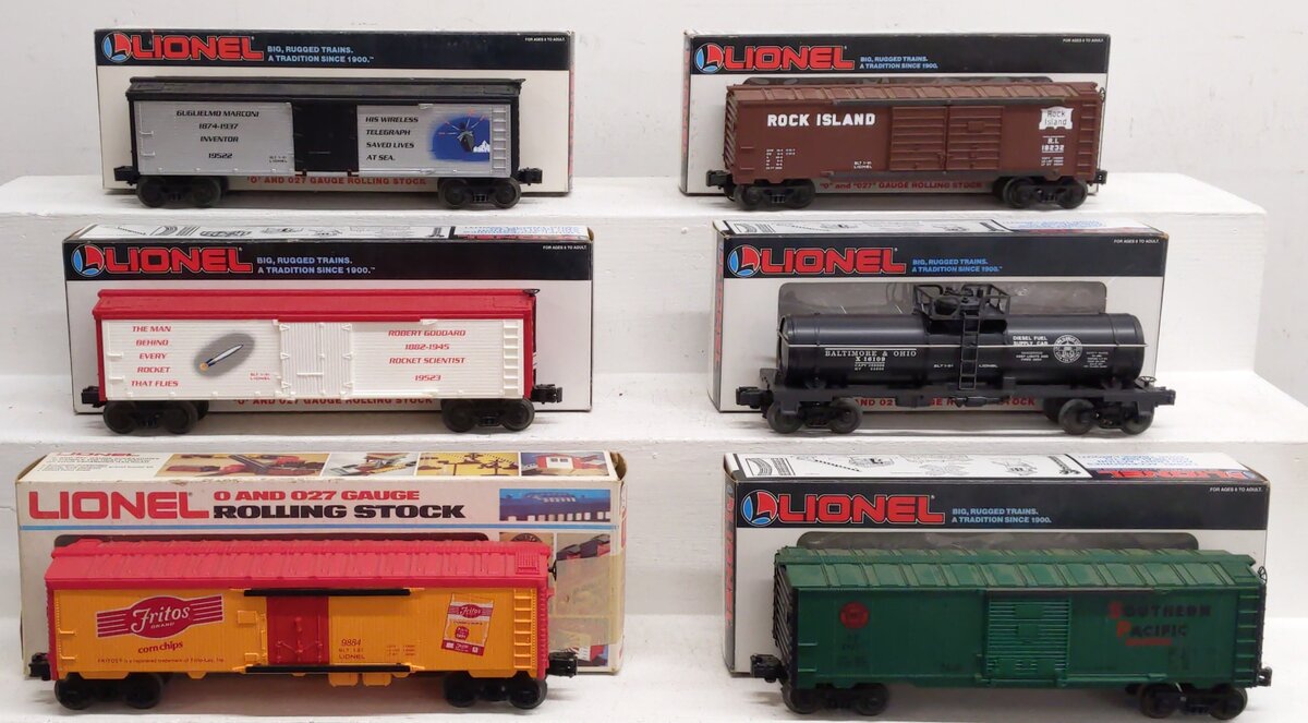 Lionel O Assorted Freight Cars 6-19523,6-19522, 6-19233,6-9884 [6] EX/Box
