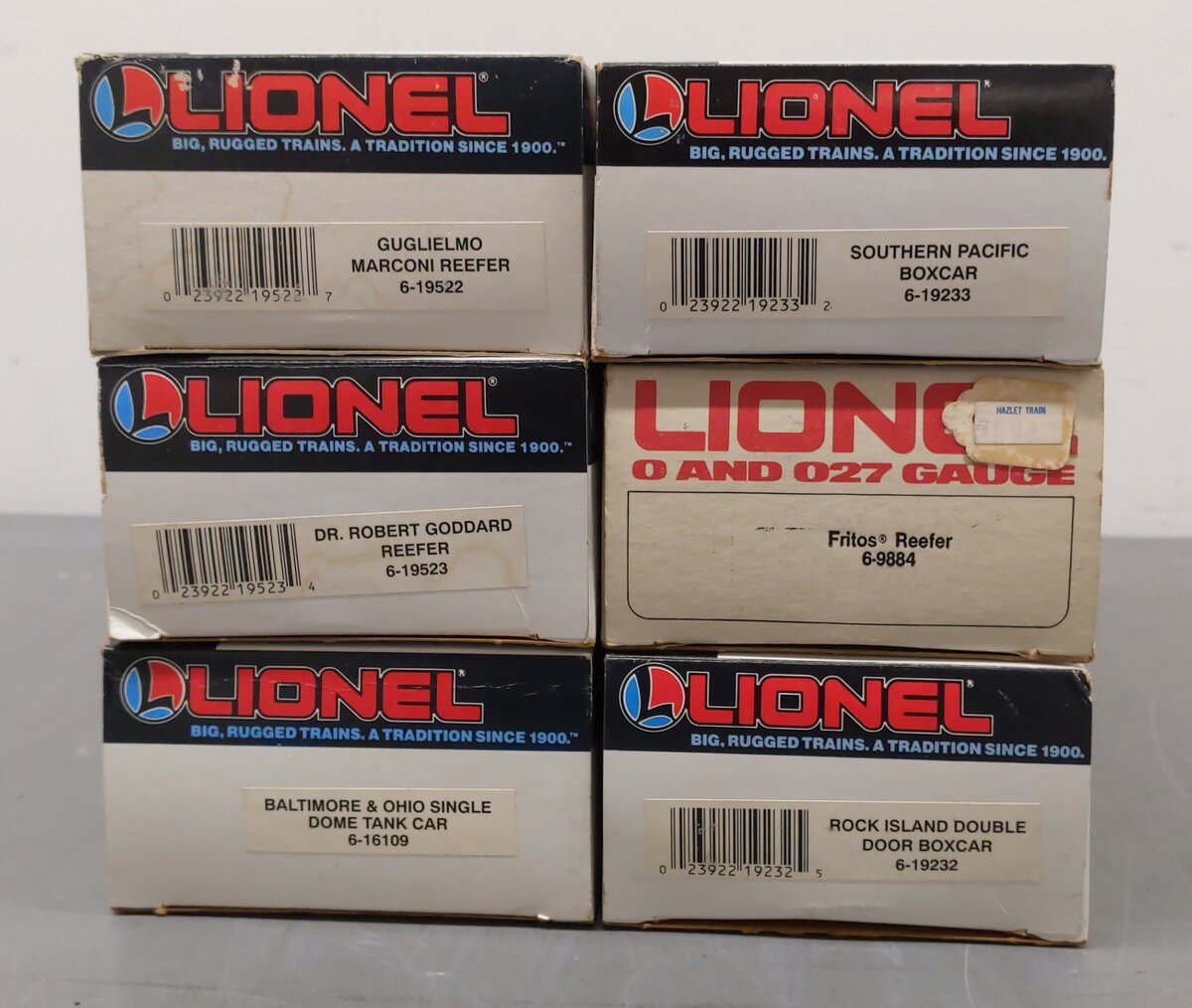 Lionel O Assorted Freight Cars 6-19523,6-19522, 6-19233,6-9884 [6] EX/Box
