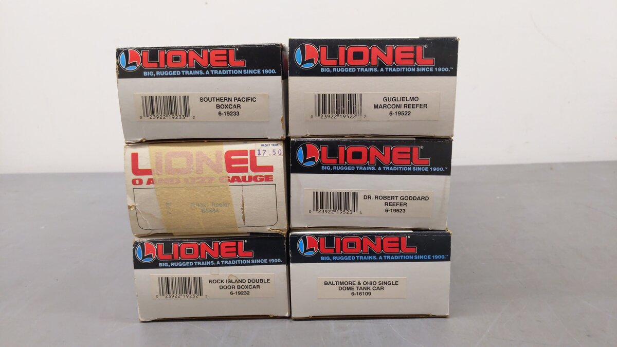 Lionel O Assorted Freight Cars 6-19523,6-19522, 6-19233,6-9884 [6] EX/Box