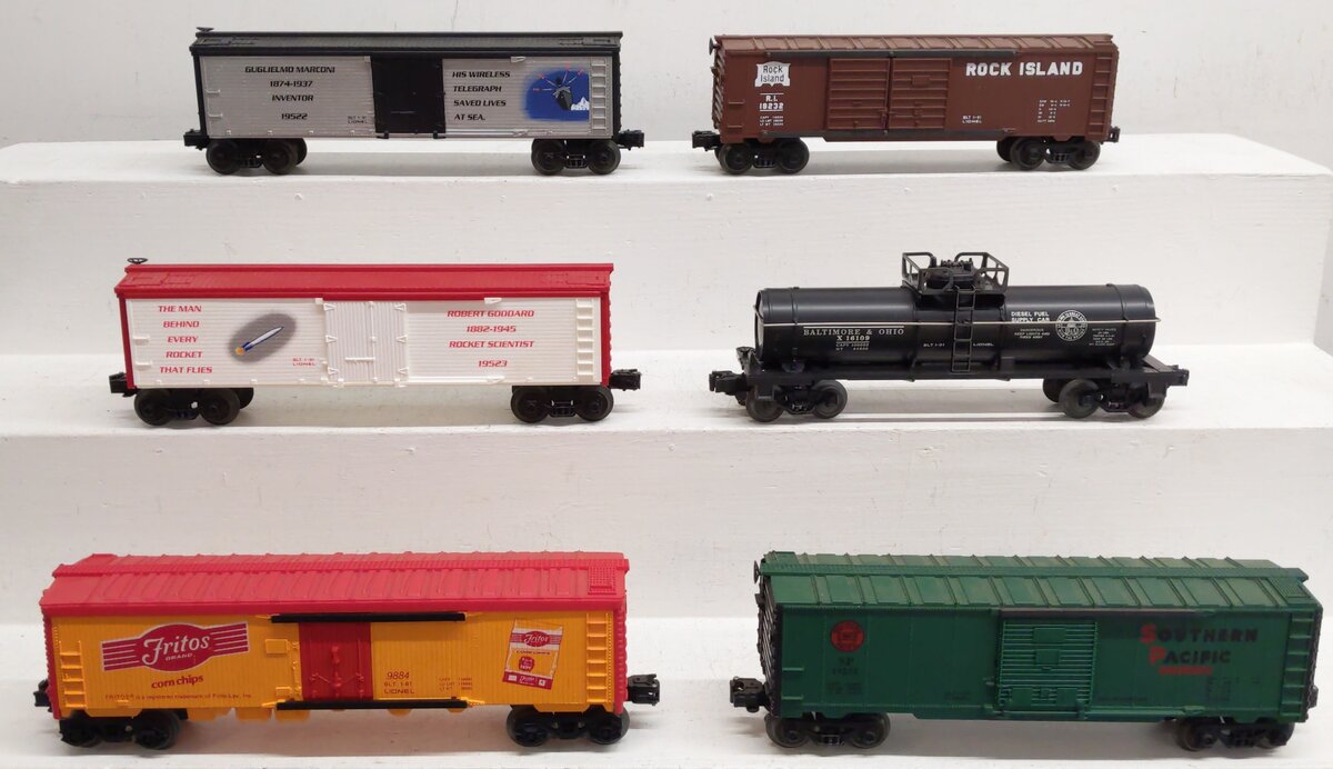 Lionel O Assorted Freight Cars 6-19523,6-19522, 6-19233,6-9884 [6] EX/Box