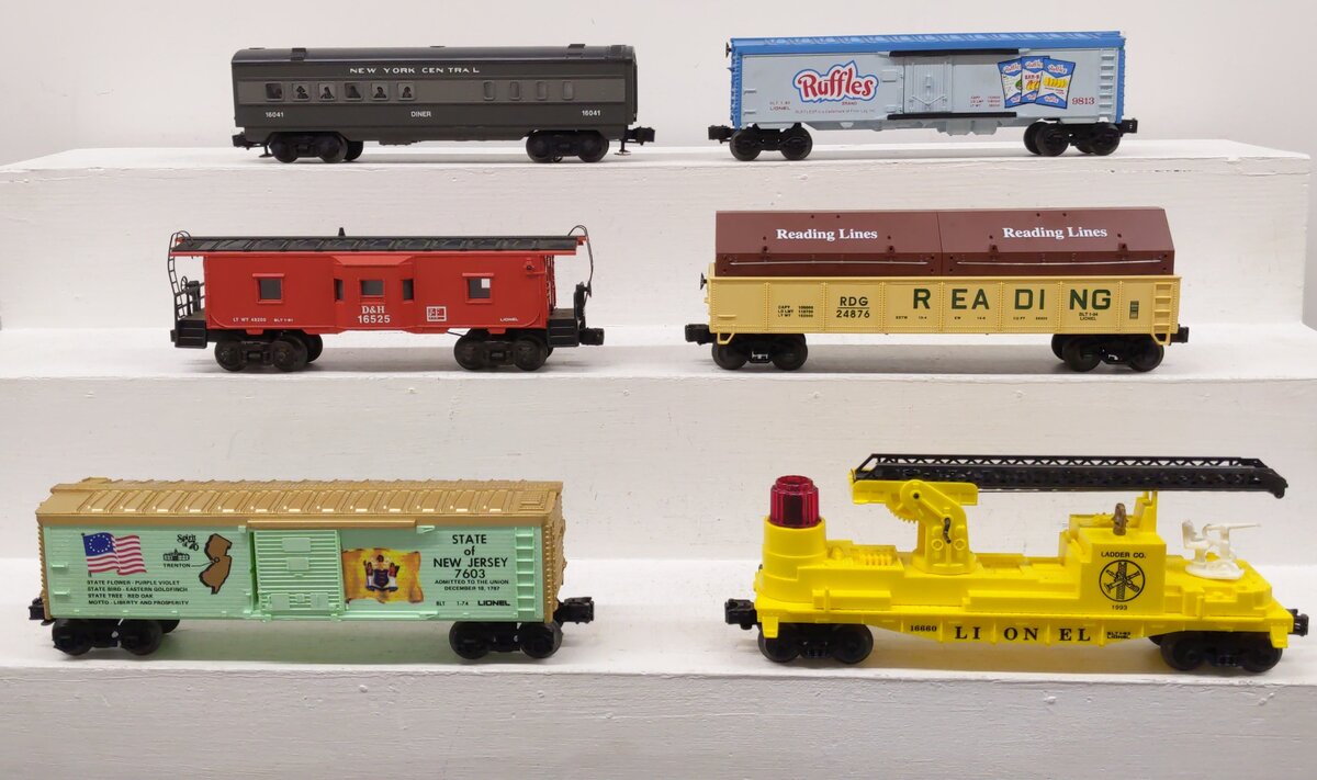 Lionel O Assorted Freight Cars 6-16525,6-9813,6-16041,6-7603,6-16660,6-17405 [6] EX/Box