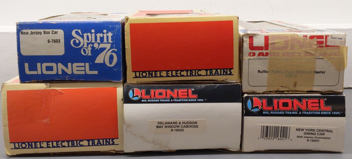 Lionel O Assorted Freight Cars 6-16525,6-9813,6-16041,6-7603,6-16660,6-17405 [6] EX/Box