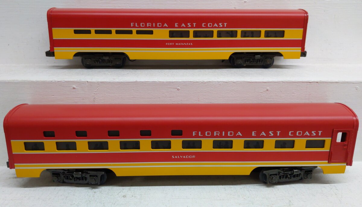 MTH 20-6105 O FEC 60' Sleeper/Diner Aluminum Passenger Car Set (Set of 2) EX/Box