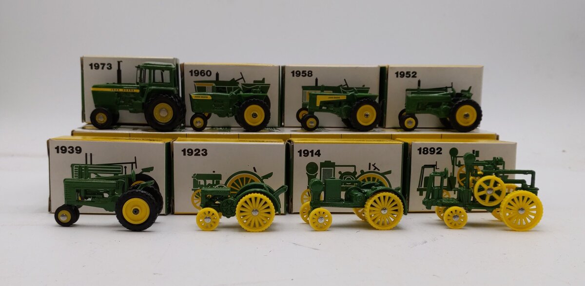 ERTL 1:64 Scale Eight John Deere Miniature Toy Tractor Set NIB