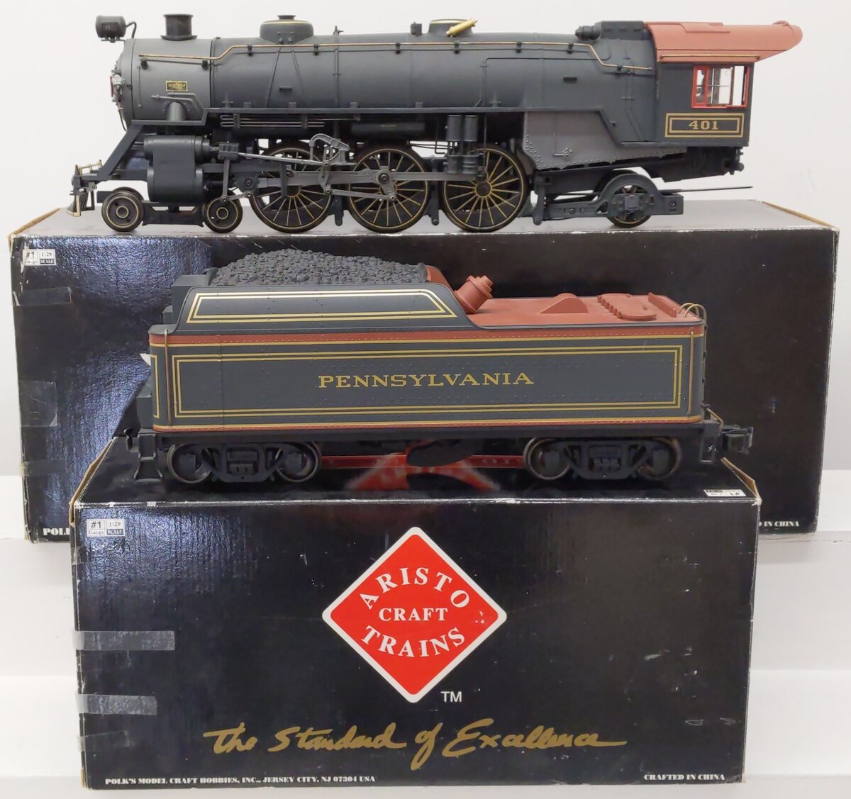 Aristo-Craft 21401 G Gauge Pennsylvania RR 4-6-2 Steam Locomotive & Tender EX/Box