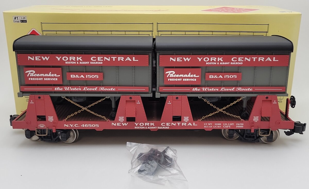 Aristo-Craft 46505 G Scale NYC Piggyback Flatcar w/ Trailers EX/Box