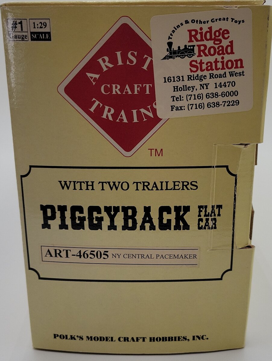 Aristo-Craft 46505 G Scale NYC Piggyback Flatcar w/ Trailers EX/Box