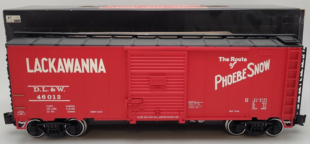 Aristo-Craft 46012 1 Gauge Lackawanna Boxcar - Metal Wheels EX/Box