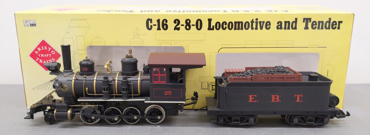 Aristo-Craft 80104 East Broad Top C-16 2-8-0 Steam Locomotive & Tender #25 EX/Box