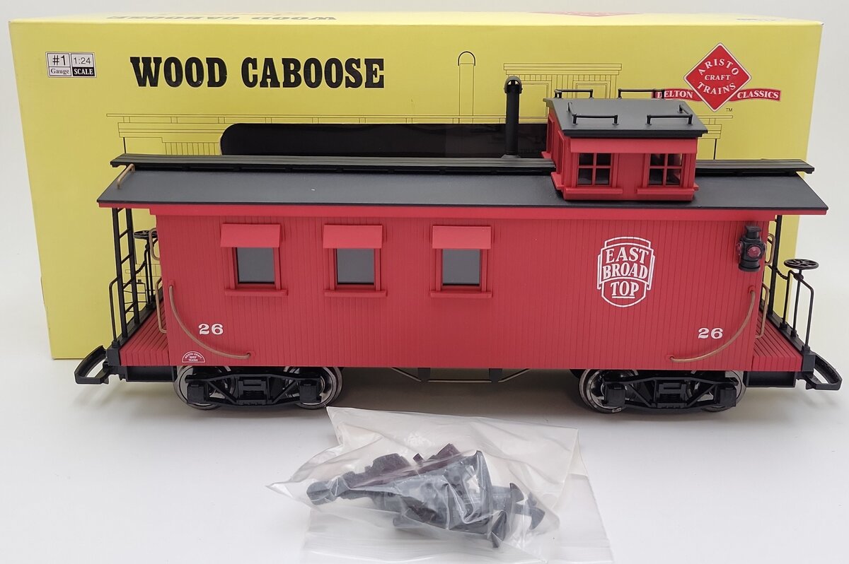 Aristo-Craft 82104 1 Gauge East Broad Top Wood Caboose #26 (Metal Wheels) LN/Box