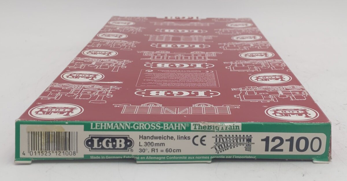 LGB 12100 G Brass 30° Left Hand Manual Switch Turnout EX/Box
