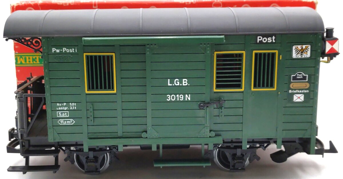 LGB 3019N G Scale Green Boxcar (Metal Wheels) LN/Box