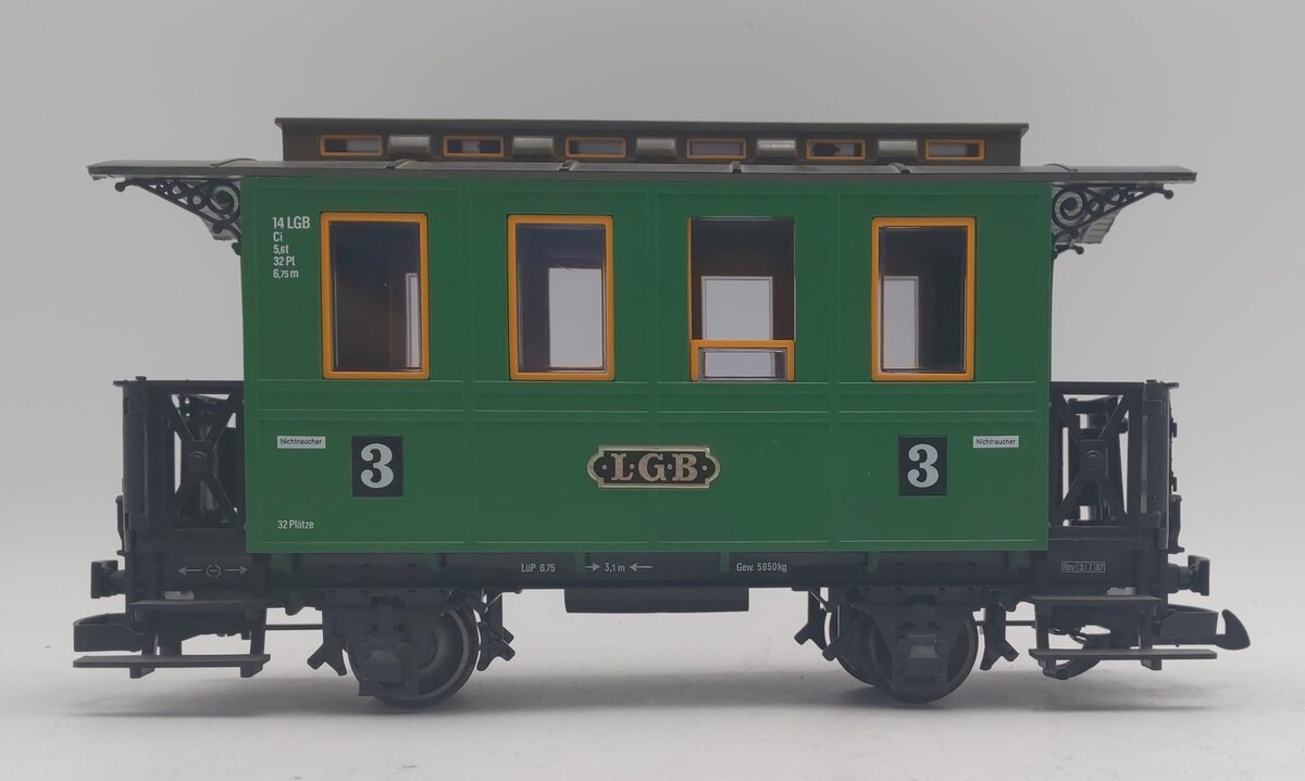 LGB 3010 G Scale Green 4-Wheel Passenger Car #3 LN/Box