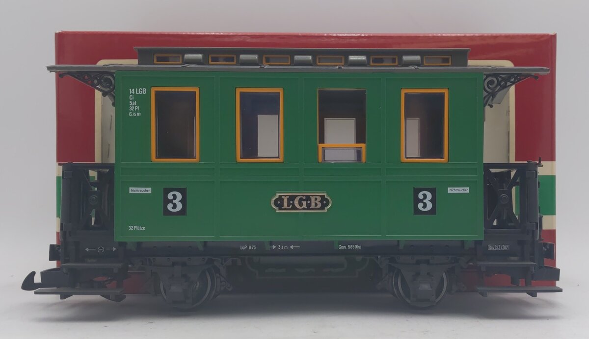 LGB 3010 G Scale Green 4-Wheel Passenger Car #3 LN/Box