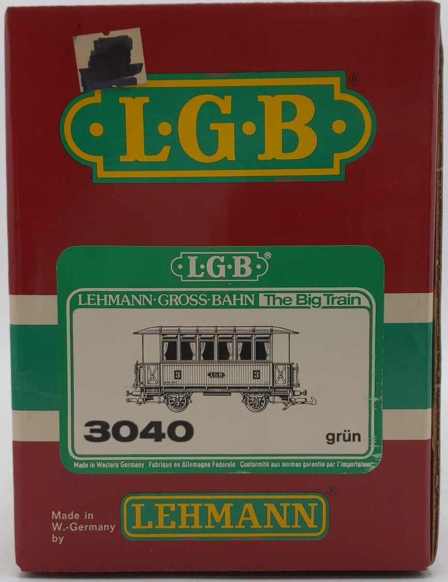 LGB 3040 G Scale LGB 3rd Class Green Coach Car #3 LN/Box
