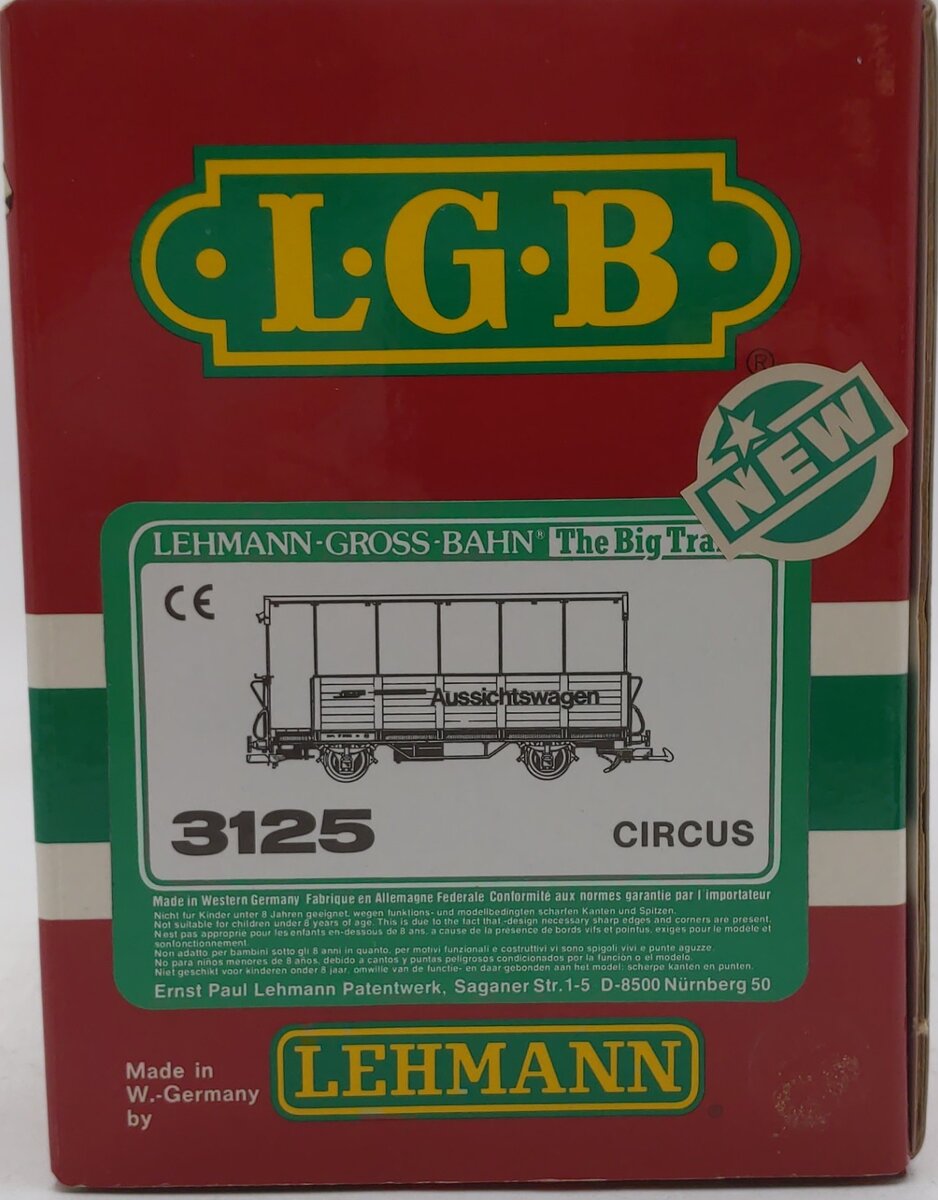 LGB 3125 Open Air Circus Passenger Car (Metal Wheels) EX/Box