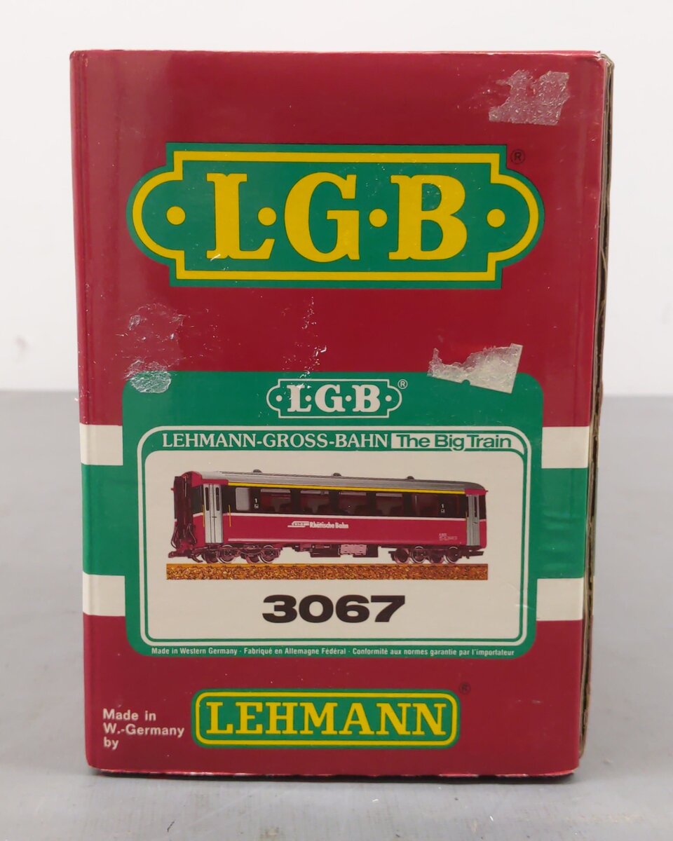 LGB 3067 G Scale Swiss 1st Class Rhatische Bahn Passenger Car - Metal Wheels EX/Box
