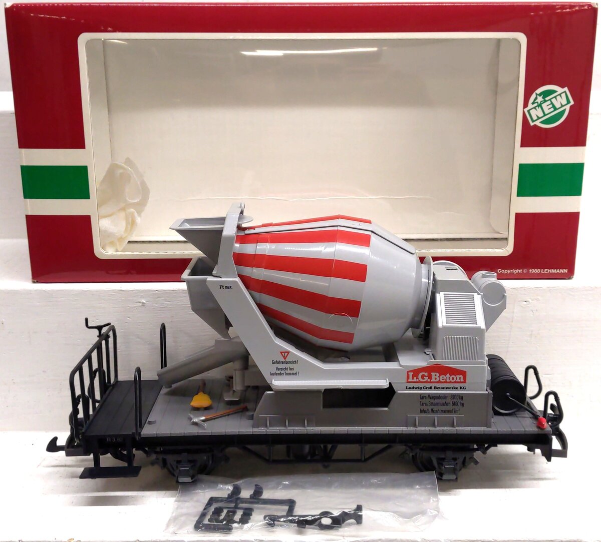 LGB 4055 G Scale LG Beton Flatcar w/Cement Mixer LN/Box