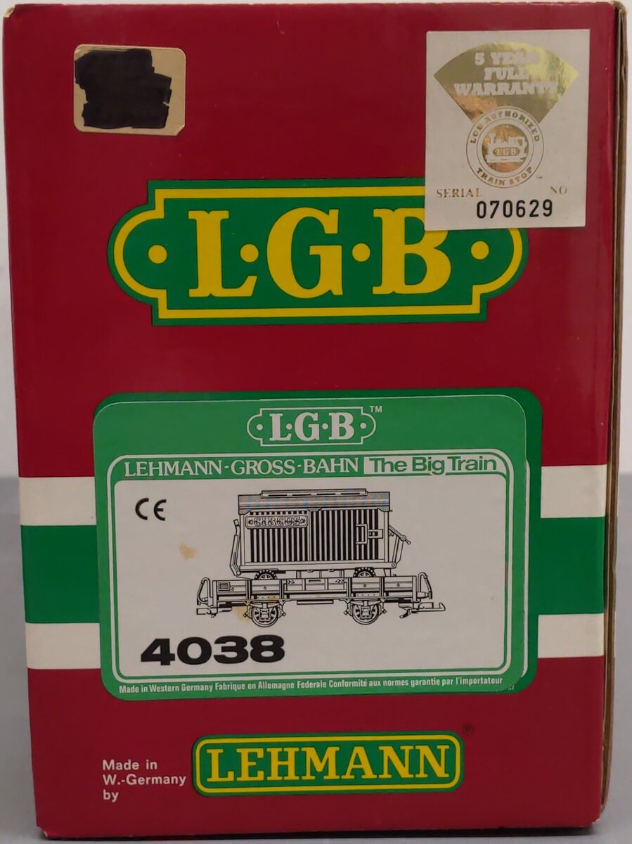 LGB 4038 G Scale Flatcar with Circus Cage W/O Animals LN/Box