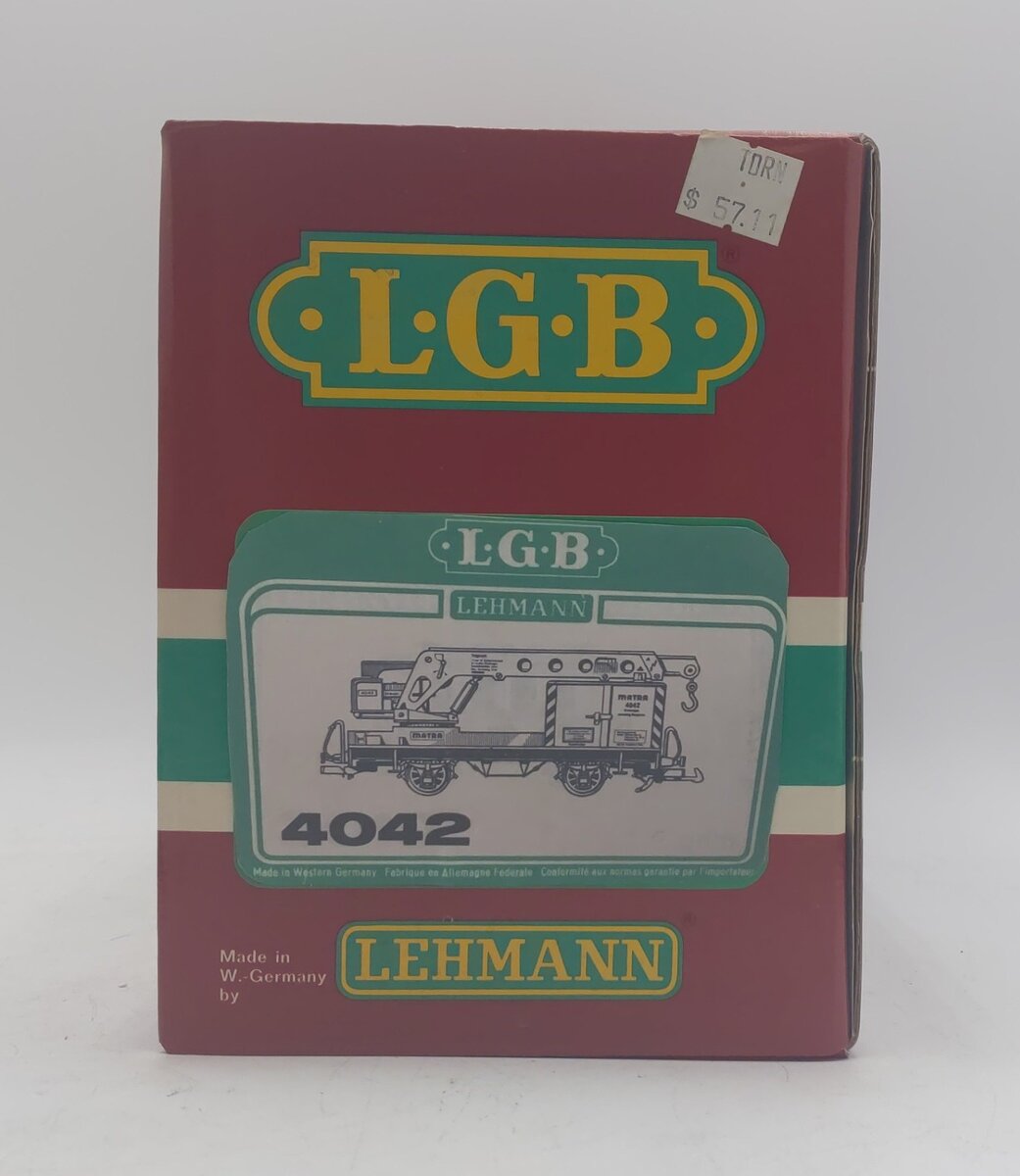 LGB 4042 G Scale Matra Yellow Construction Crane Car LN/Box
