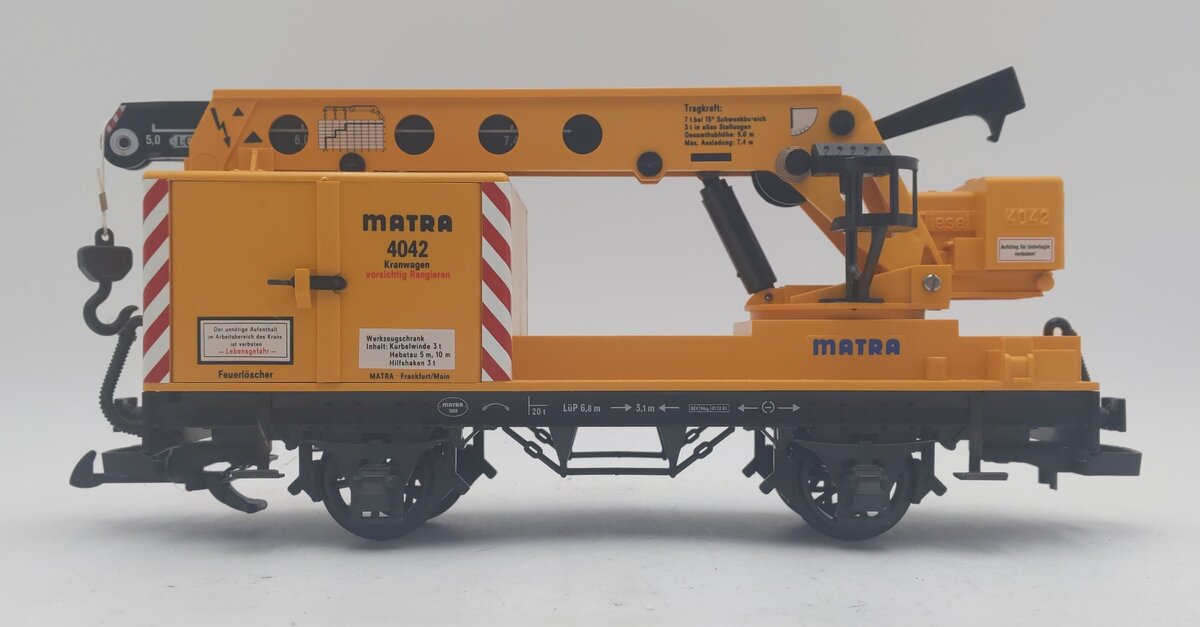 LGB 4042 G Scale Matra Yellow Construction Crane Car LN/Box