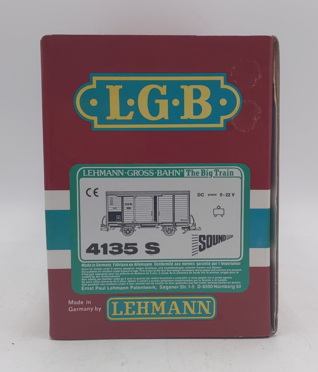 LGB 4135S G Scale Boxcar with Steam Sounds LN/Box