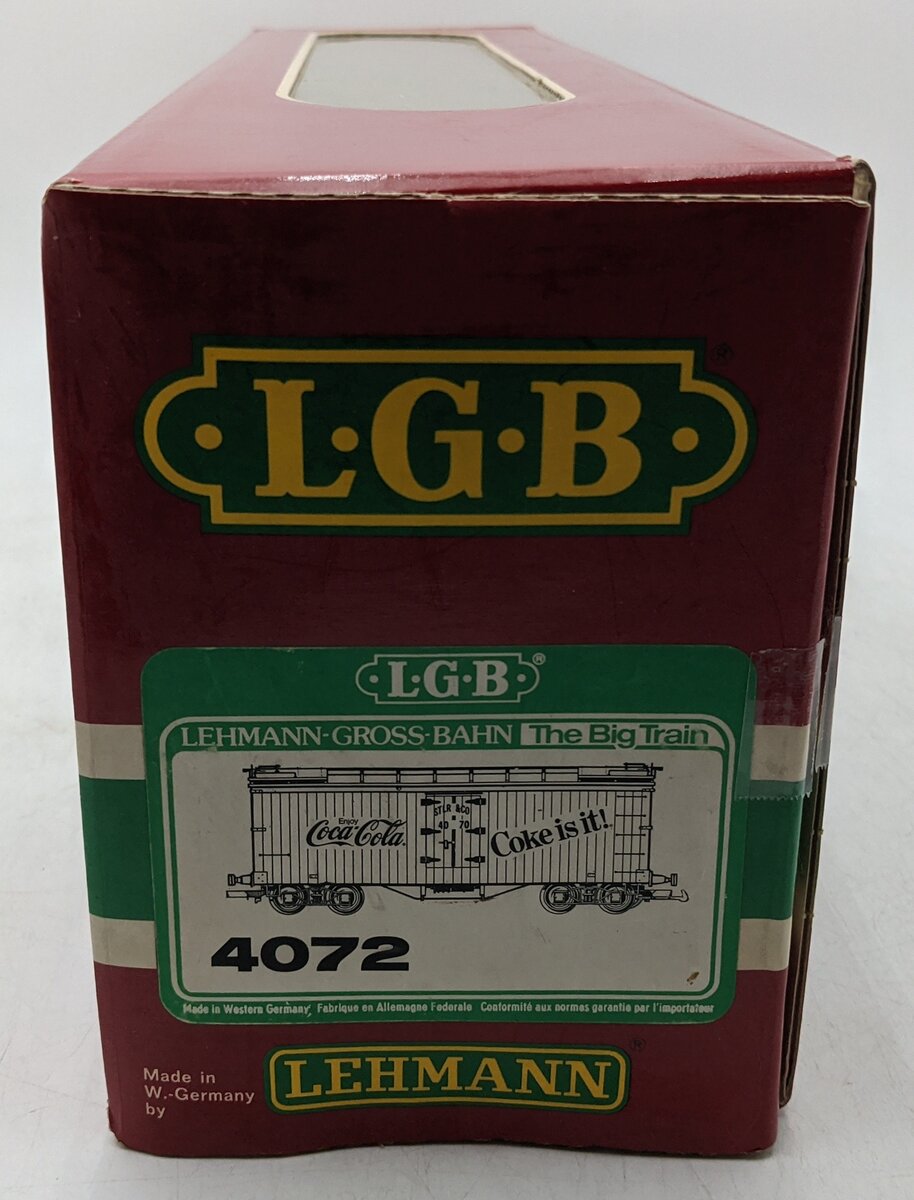 LGB 4072 G Coca-Cola "Coke is It!" Reefer Car (Metal Wheels) LN/Box