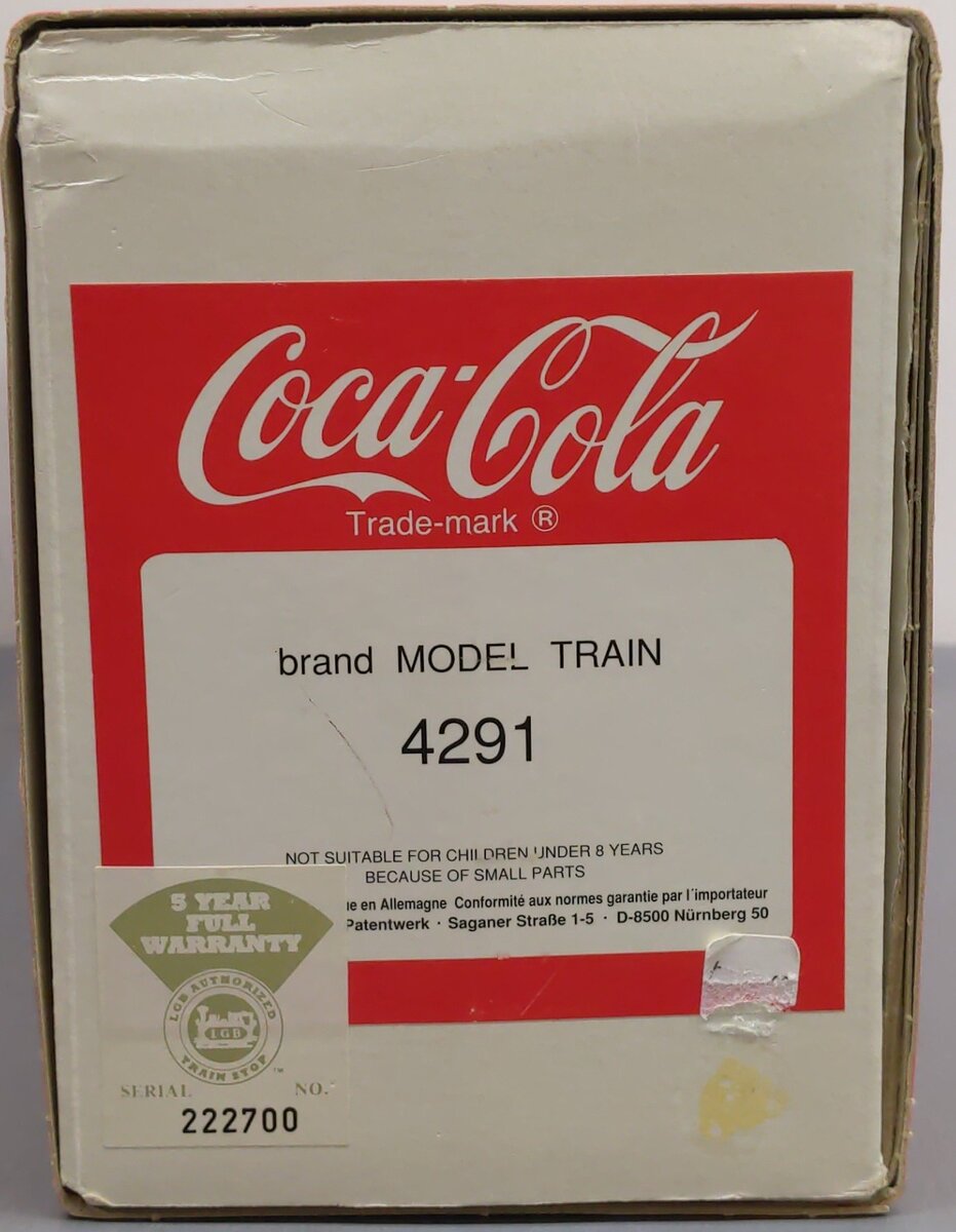 LGB 4291 G Scale Coca-Cola Cant Beat The Real Thing Reefer Car w/ Metal Wheels LN/Box