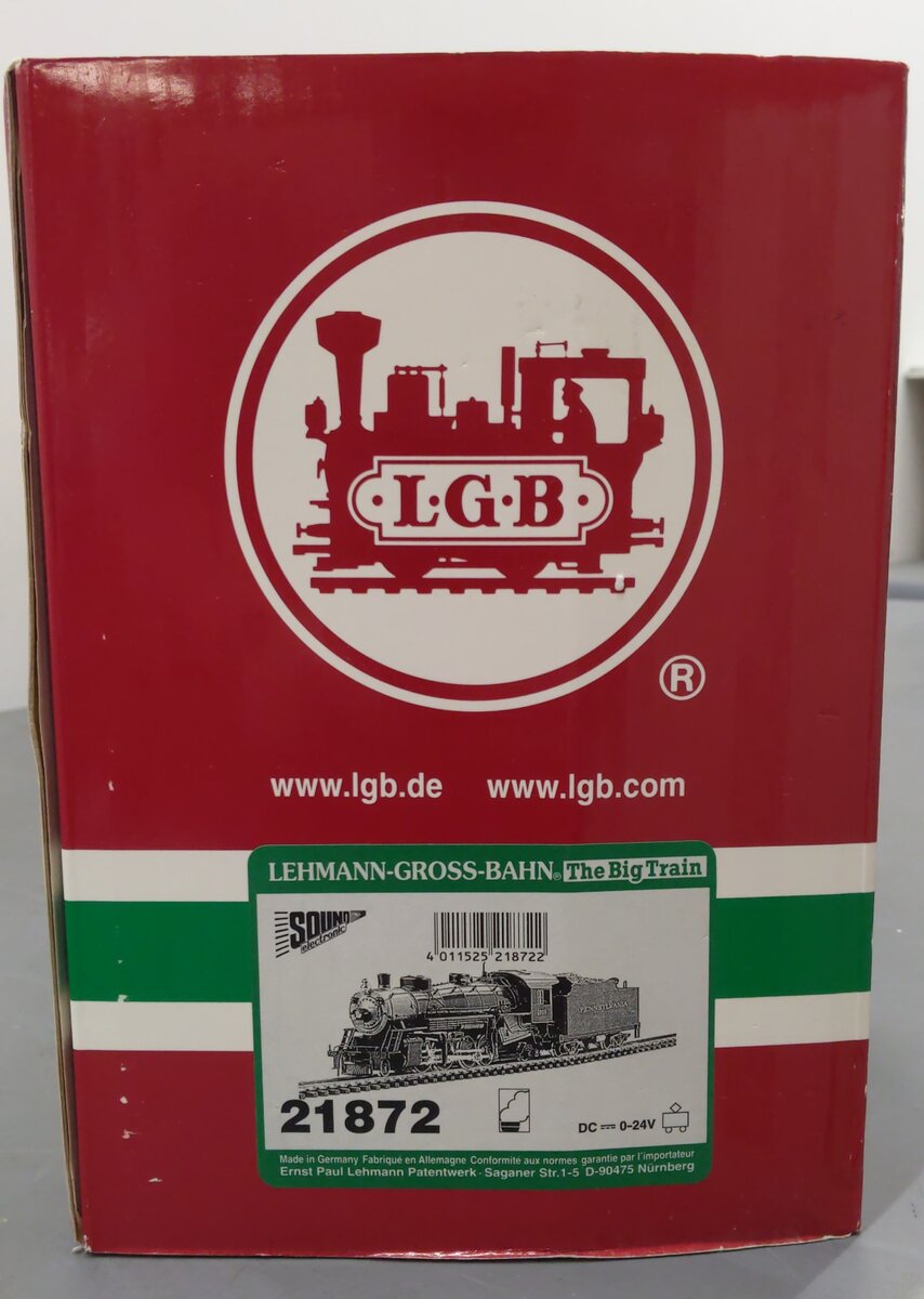 LGB 21872 G Scale PRR 2-8-2 Mikado Steam Locomotive & Tender #2809 with Sound EX/Box