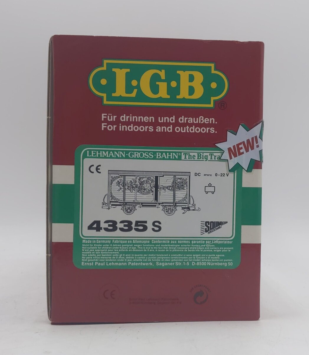 LGB 4335-S G Scale Christmas Boxcar with Sound LN/Box