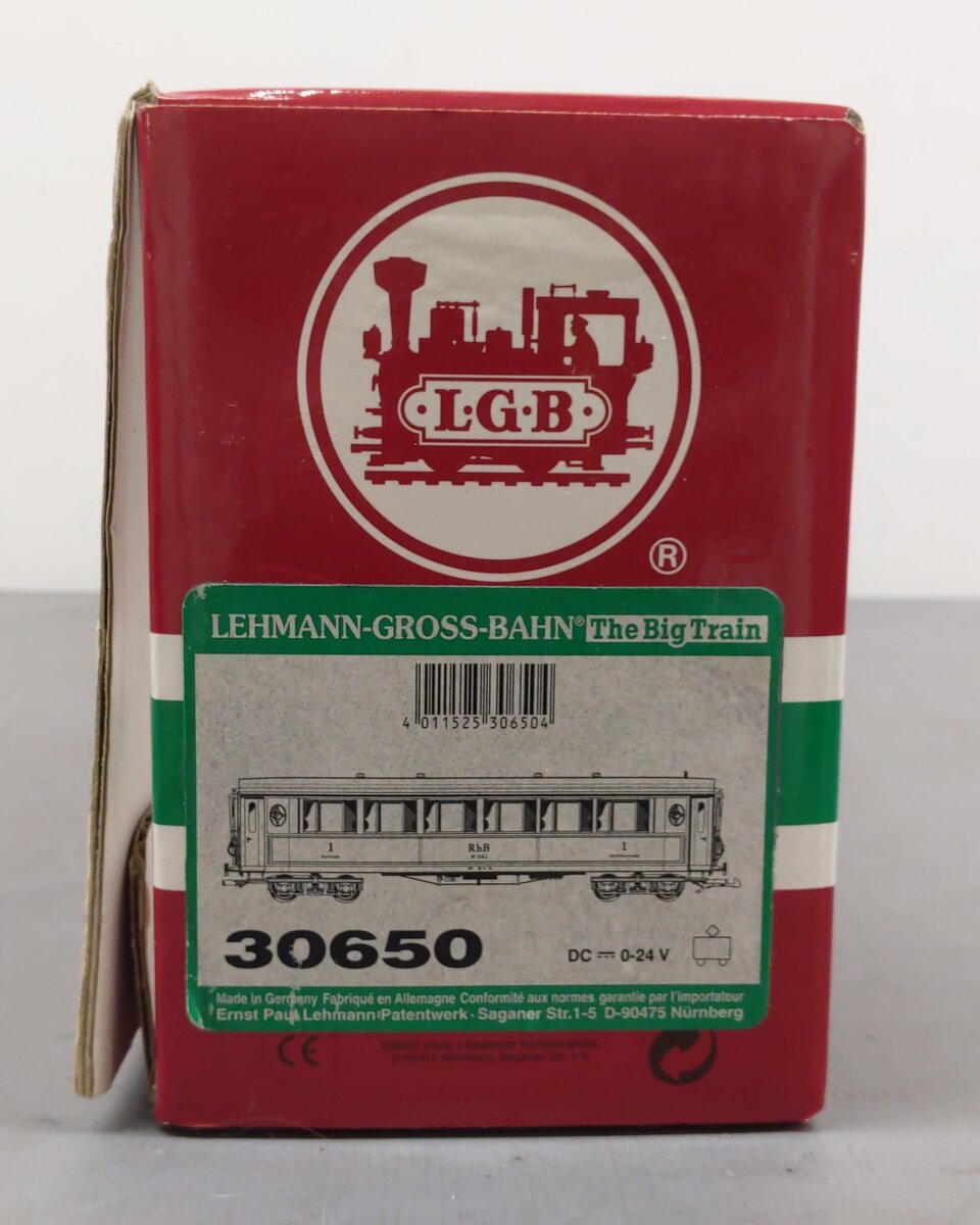 LGB 30650 G Scale RhB Passenger Car - Metal Wheels EX/Box