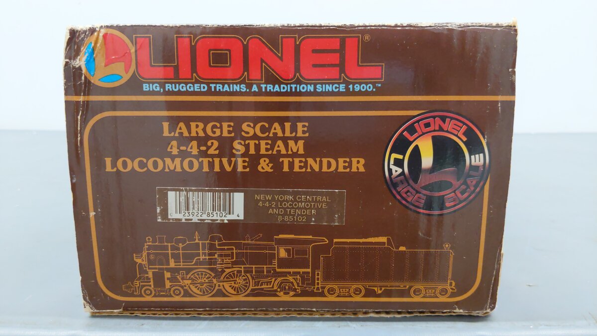Lionel 8-85102 G Scale New York Central 4-4-2 Steam Locomotive w/Sound EX/Box