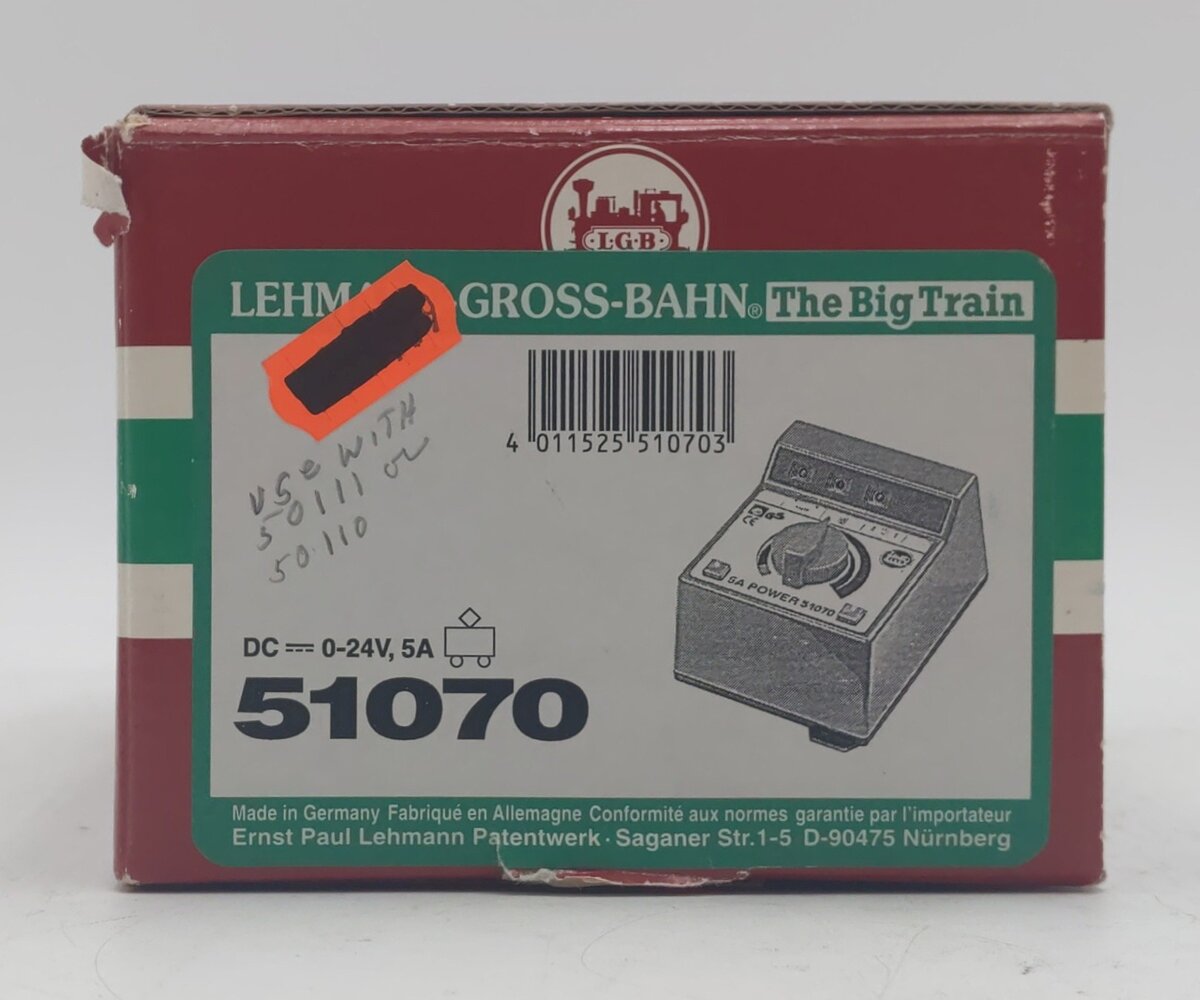 LGB 51070 5 Amp High Power Analog Powerpack & Throttle EX/Box