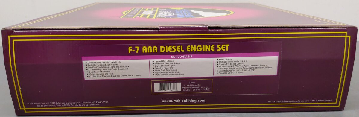 MTH 20-2645-1 Alaska F-7 ABA Diesel Engine Set w/PS 2.0 #1502/1506/1517 EX/Box
