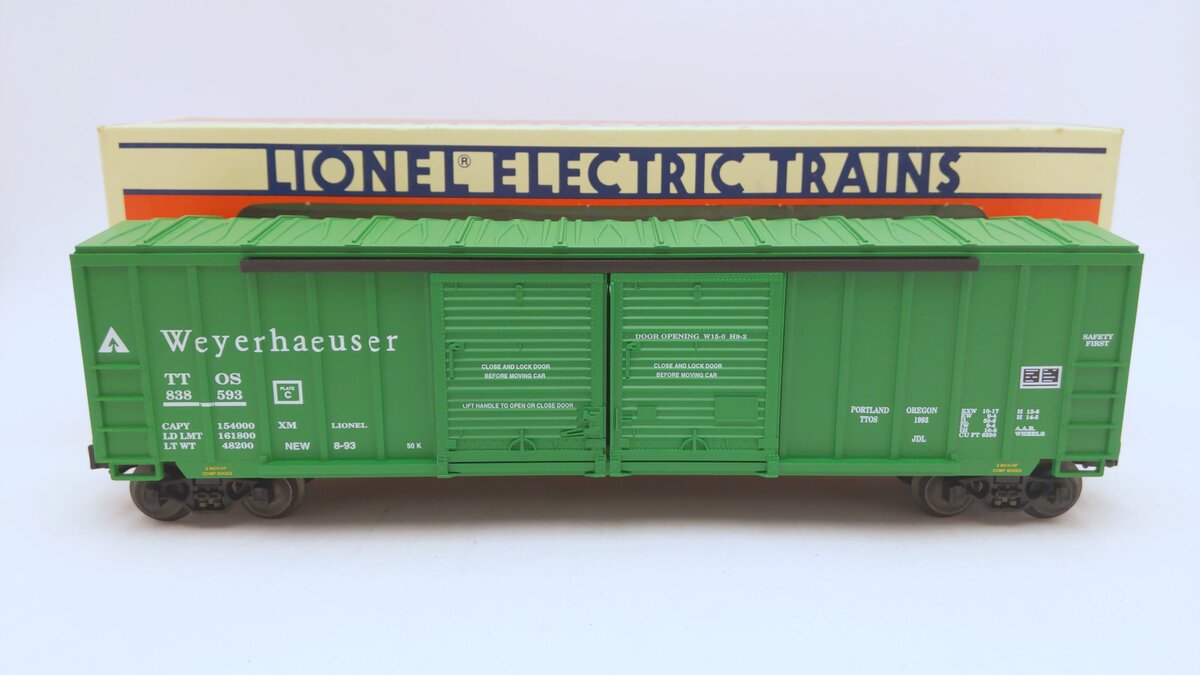 Lionel 6-52010 O Gauge T.T.O.S 1993 Weyerhaeuser Convention Boxcar #838593 LN/Box